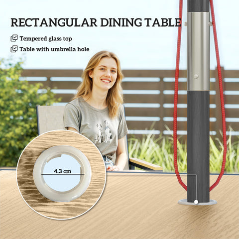 Outsunny Five-Piece Metal Dining Set, with Glass-Top Table - Khaki