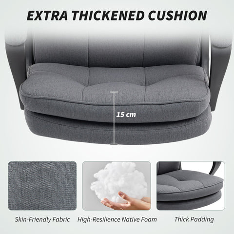 HOMCOM Double Padded Linen-Look Office Chair - Charcoal Grey