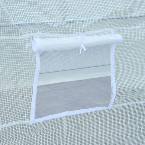 Outsunny 2.5 x 2 x 2 m Polytunnel Greenhouse, Walk-in Green House for Garden with Mesh Windows, Galvanised Steel Frame, White