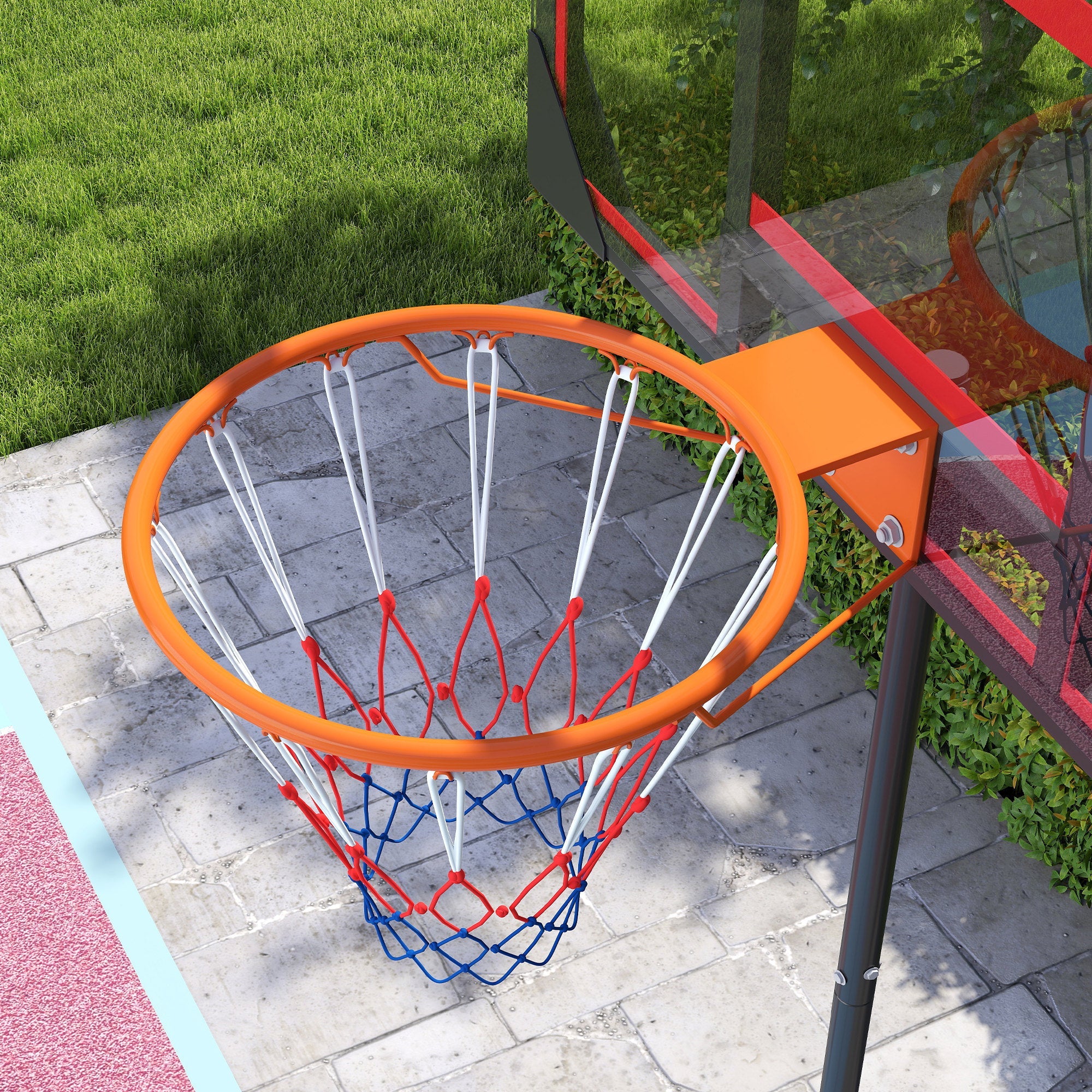 AIYAPLAY Basketball Hoop Outdoor Indoor, 210-260cm Height Adjustable Basketball Hoop with Wheels, Larger Base, for 6+ Years, Red