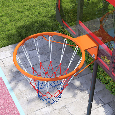 AIYAPLAY Basketball Hoop Outdoor Indoor, 210-260cm Height Adjustable Basketball Hoop with Wheels, Larger Base, for 6+ Years, Red