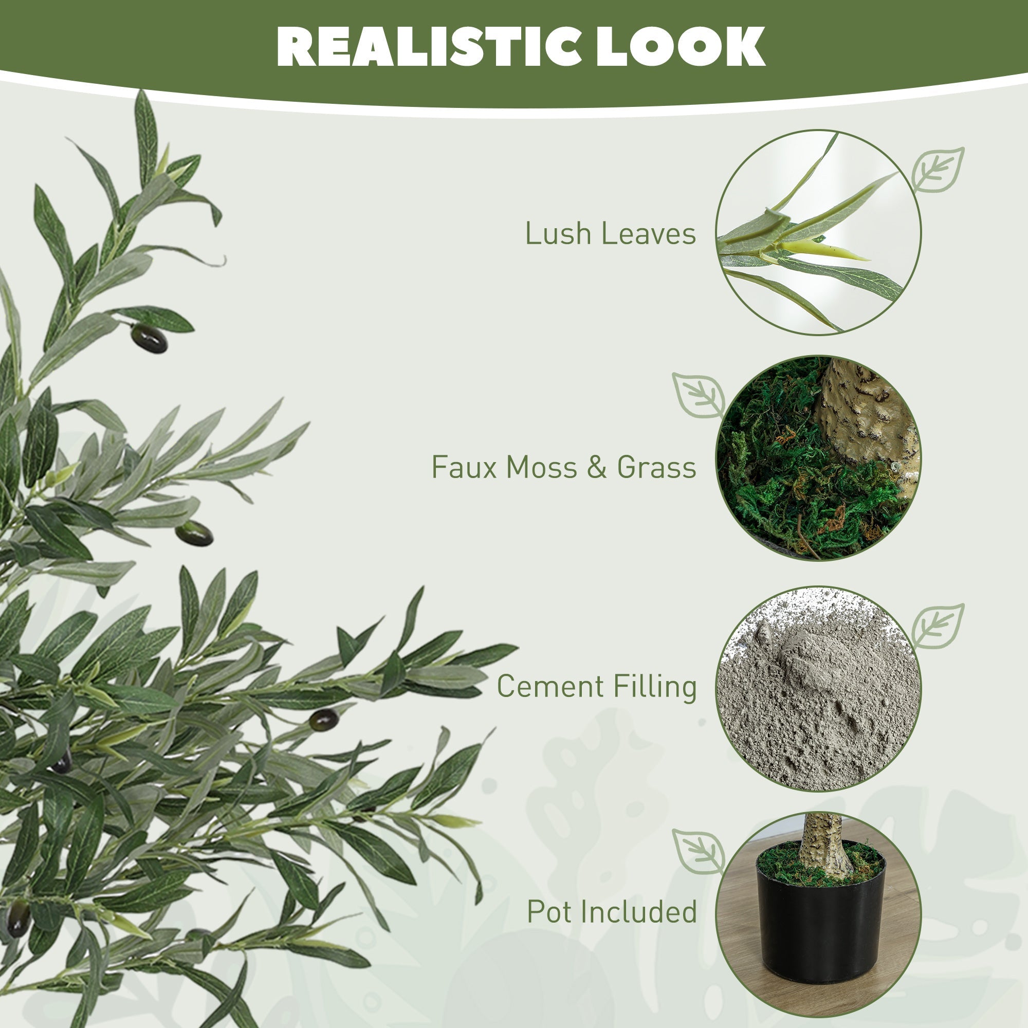 HOMCOM Set of Two Silk Leaf Artificial Olive Trees