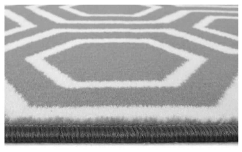 Maestro honeycomb grey rug with gray and white geometric pattern and plush textured surface for cozy living spaces