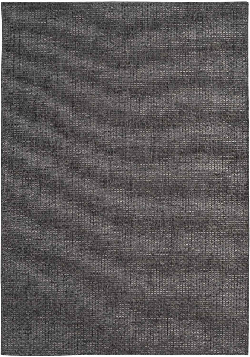 Dark grey magic outdoor rug with a woven textured grid pattern perfect for outdoor use
