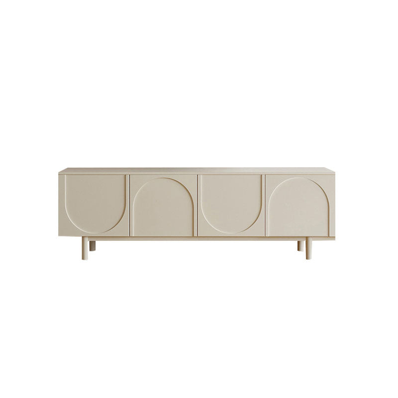 Beige mahara arched tv stand with four arched panel doors and slender wooden legs modern sideboard design