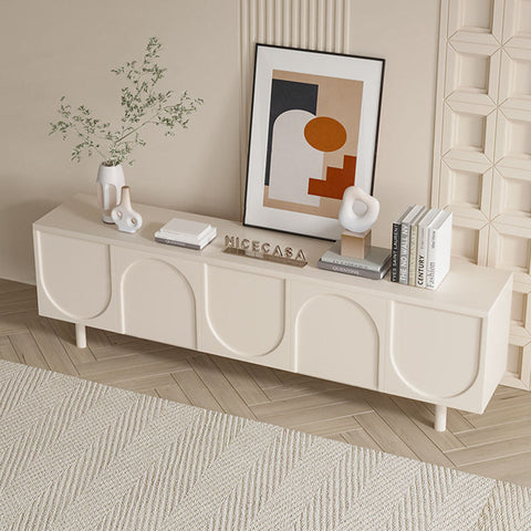Cream-colored mahara arched tv stand with curved panel doors and slender legs modern sideboard design
