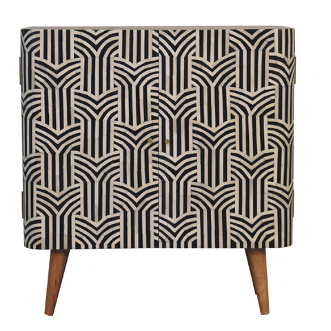 Artisan Furniture Solid Mango Wood Edessa Bone Inlay Cabinet