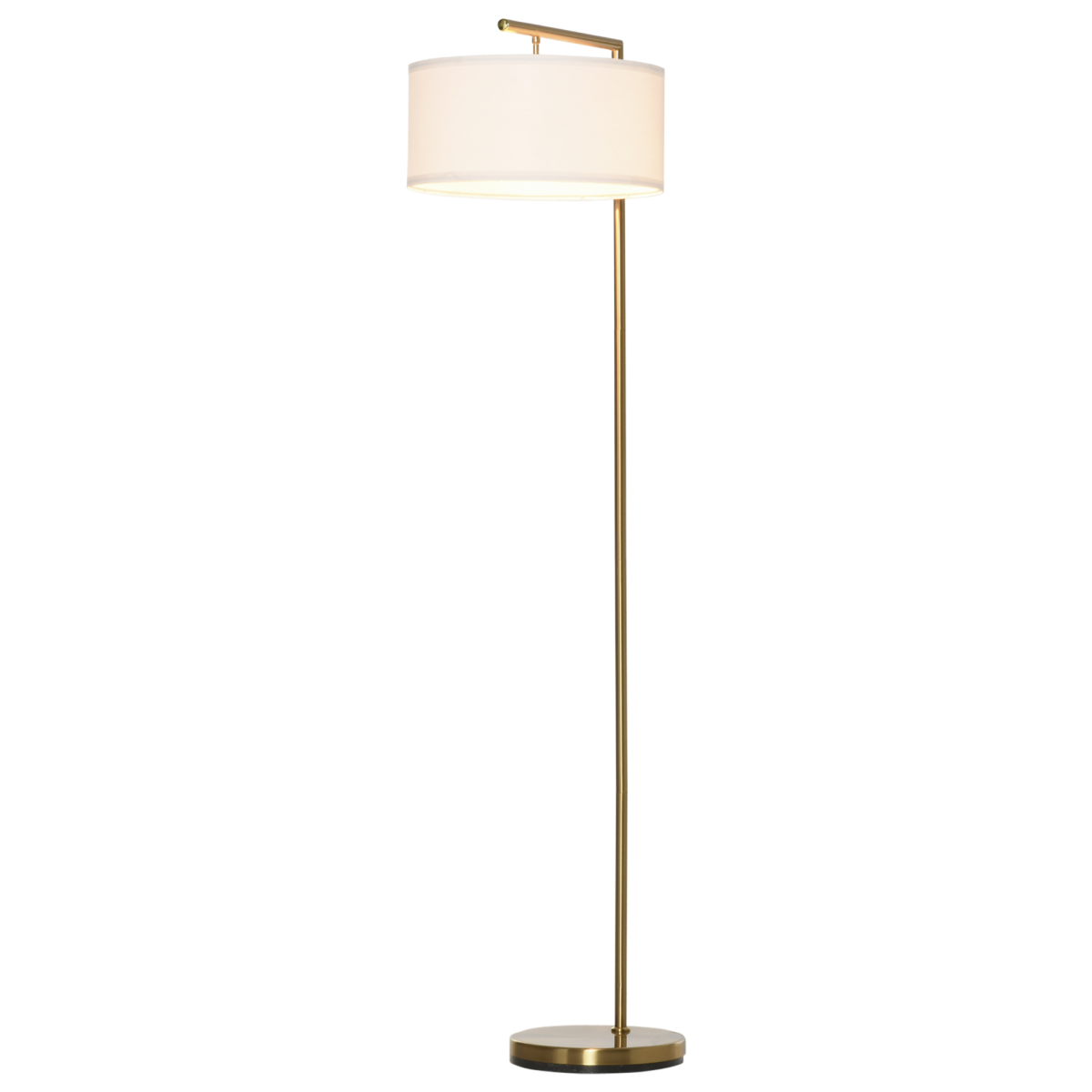 Floor Lamp with Linen Lampshade Round Base for Living Room Bedroom HOMCOM