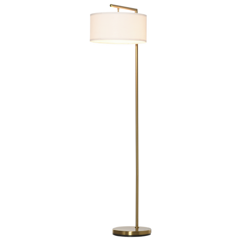 Floor Lamp with Linen Lampshade Round Base for Living Room Bedroom HOMCOM