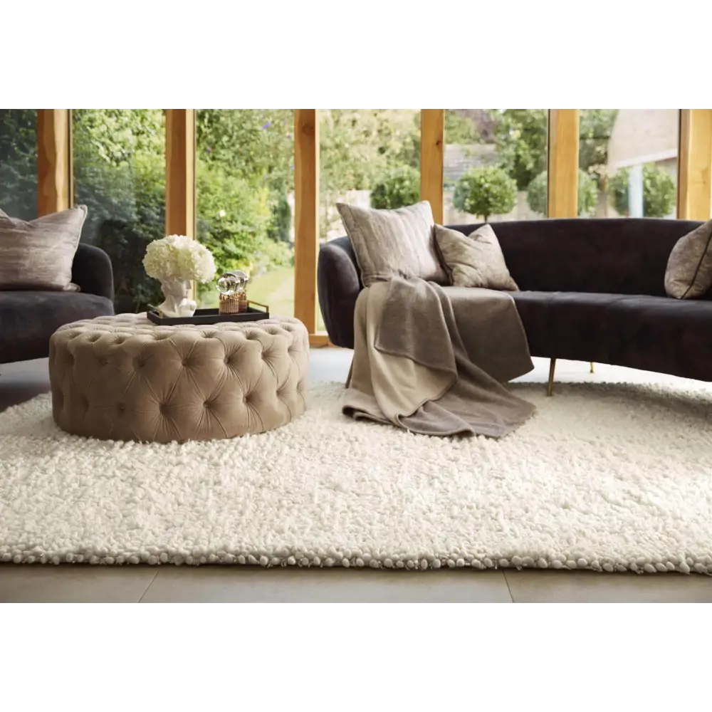 Maine Ivory Shaggy Pile Wool Rug - Rugs