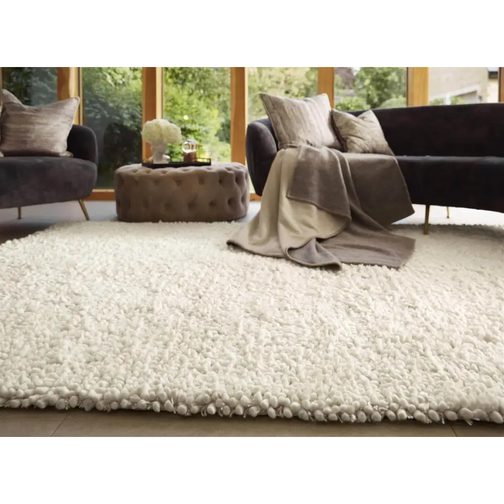 Maine Ivory Shaggy Pile Wool Rug - Rugs