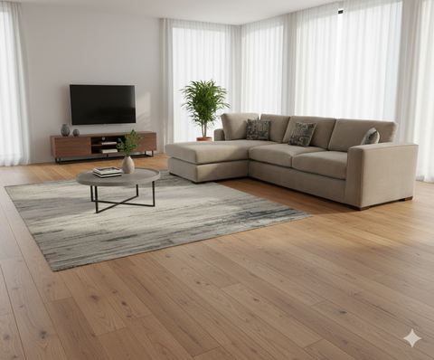 Beige sectional corner sofa with modern minimalist design and soft fabric upholstery featuring custom options