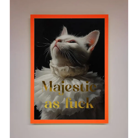 Majestic As Foil Print - A3 (29.7 x 42 cm) / Neon Orange - Framed Print