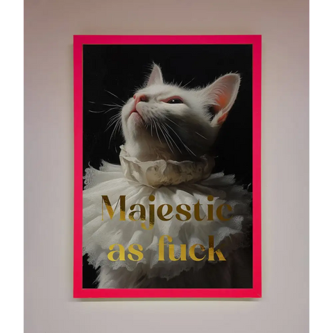 Majestic As Foil Print - B0 (100 x 141 cm) / Neon Pink - Framed Print