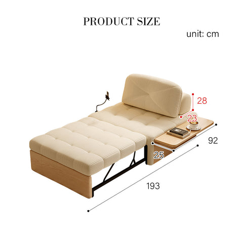 Makhmud Single Seater Sofa Bed With Foldable Side Table & Phone Holder, Corduroy