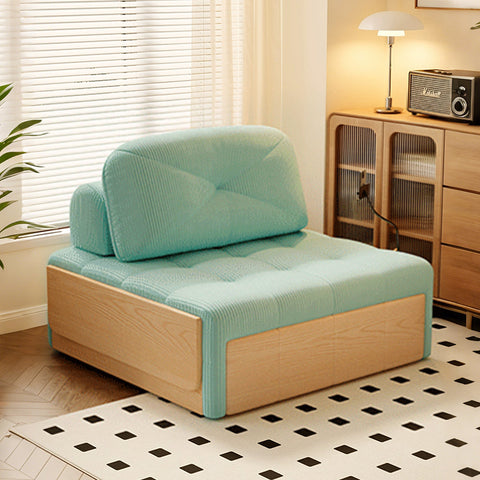 Makhmud Single Seater Sofa Bed With Foldable Side Table & Phone Holder, Corduroy