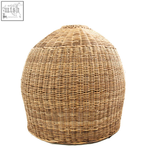 Malawi cane hand woven lamp shade m 102 made of natural woven wicker with rounded dome shape hand woven lamp
