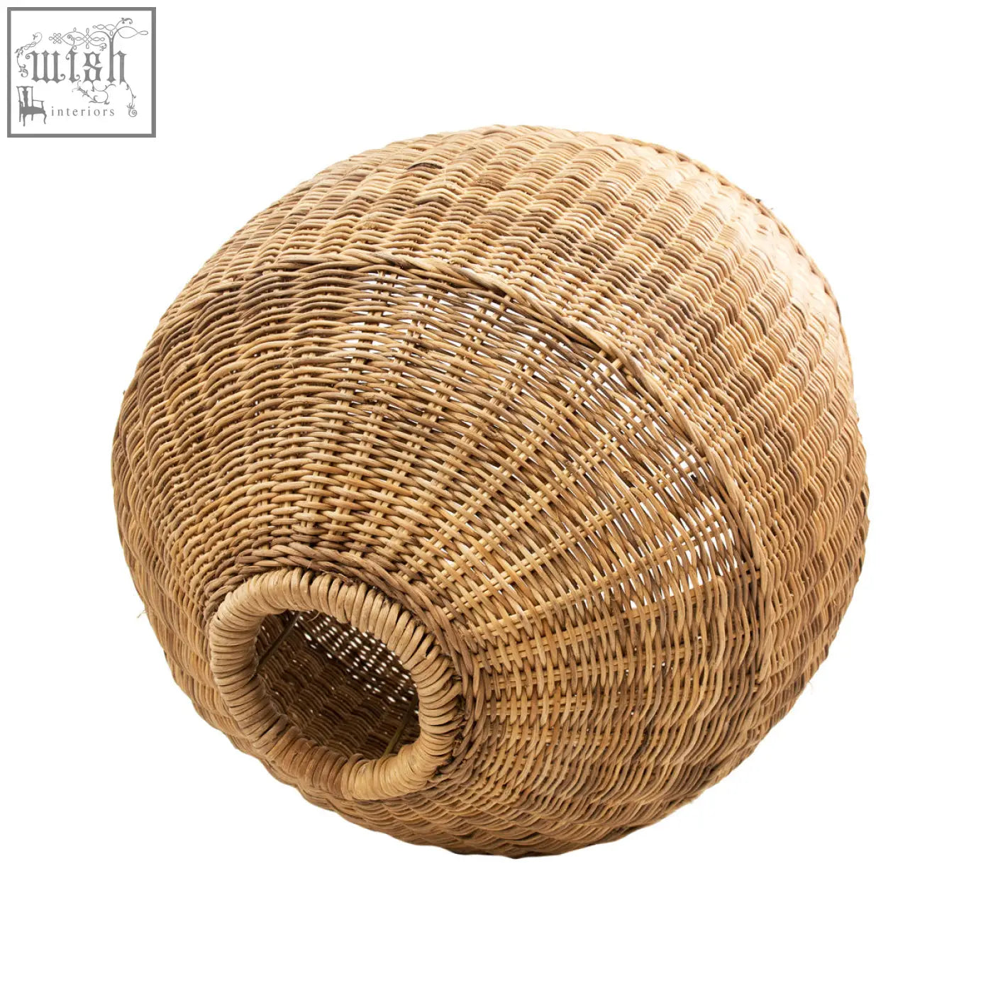 Malawi cane hand woven lamp shade m 102 in natural tones with round woven texture and open circular base
