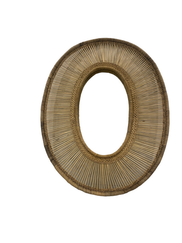 Natural woven rattan malawi mirror oblong 48.1 large with earthy brown frame and intricate radial weaving pattern