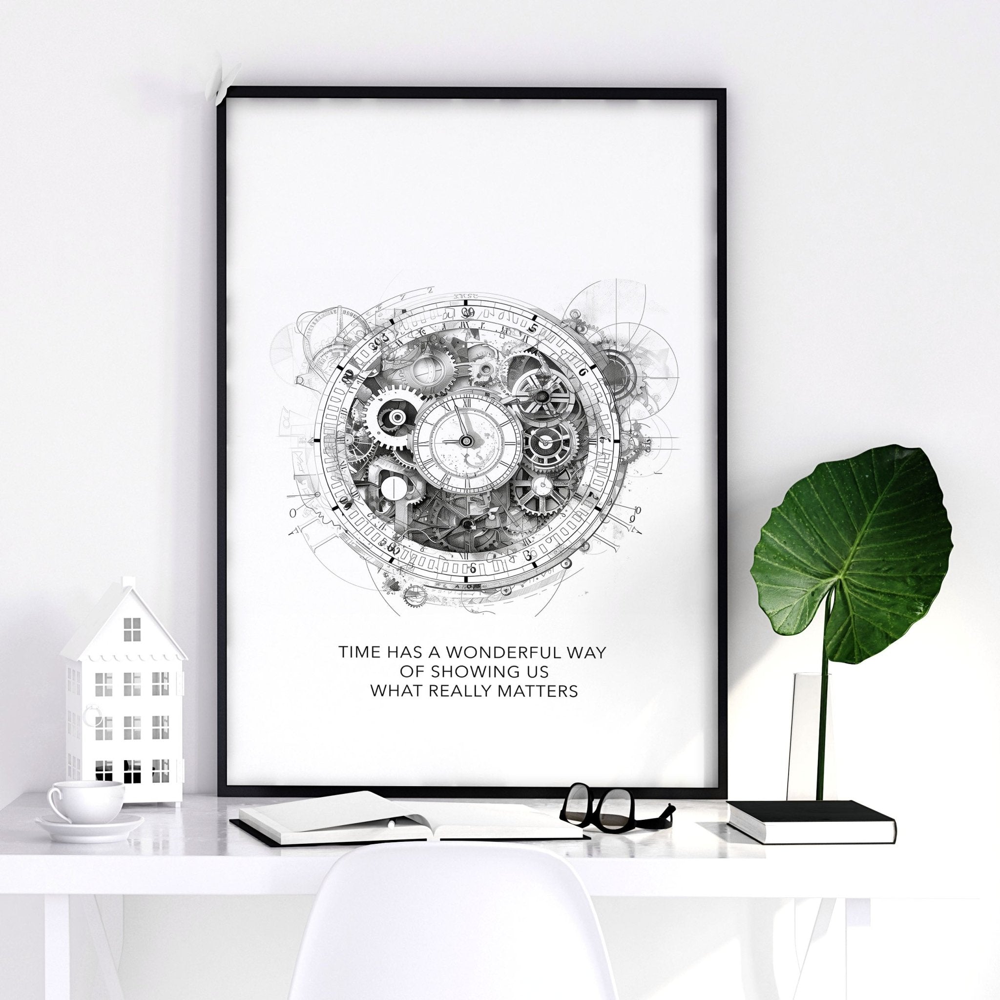 Male Office Decor | Set of 3 Abstract Clocks Wall art Prints