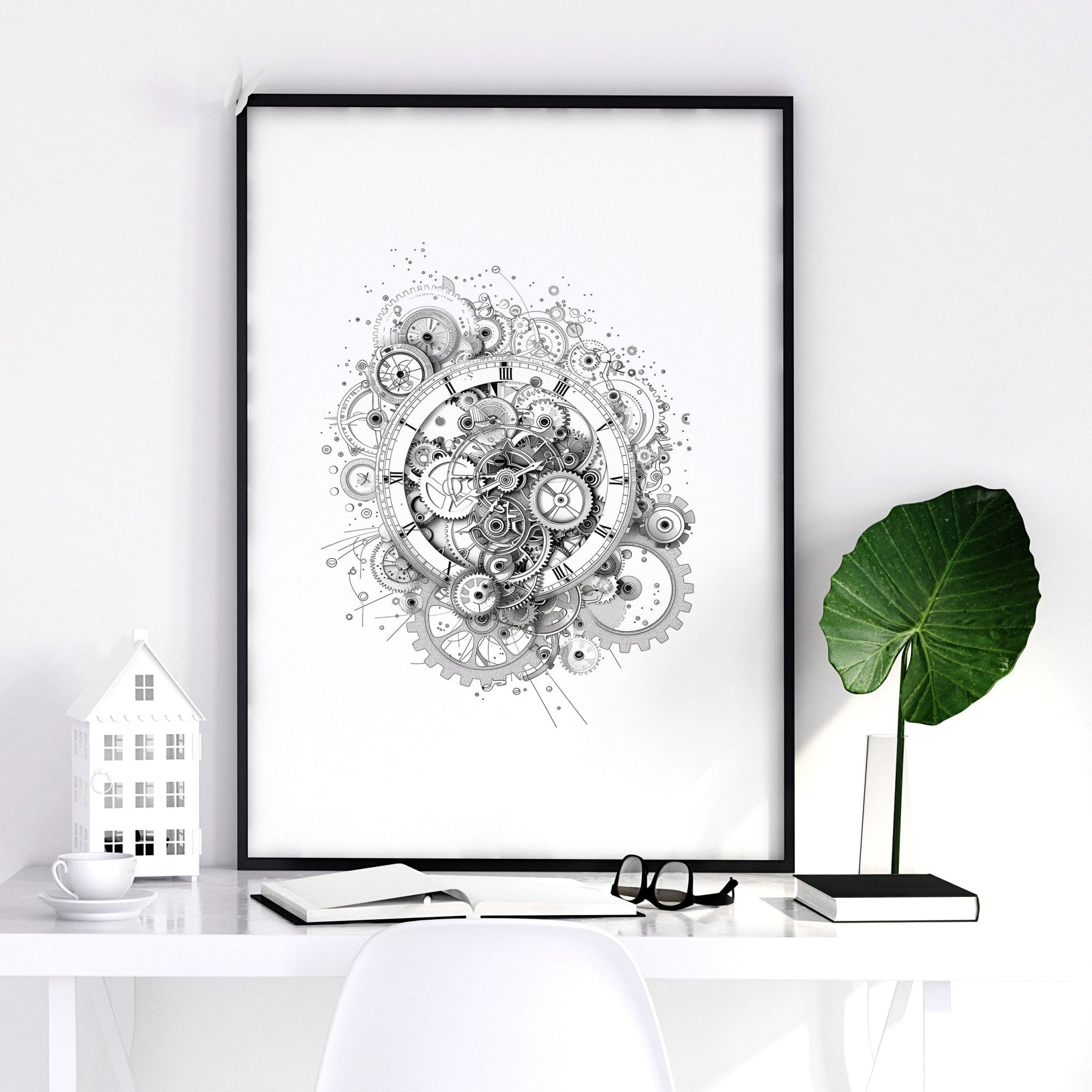 Male Office Decor | Set of 3 Abstract Clocks Wall art Prints