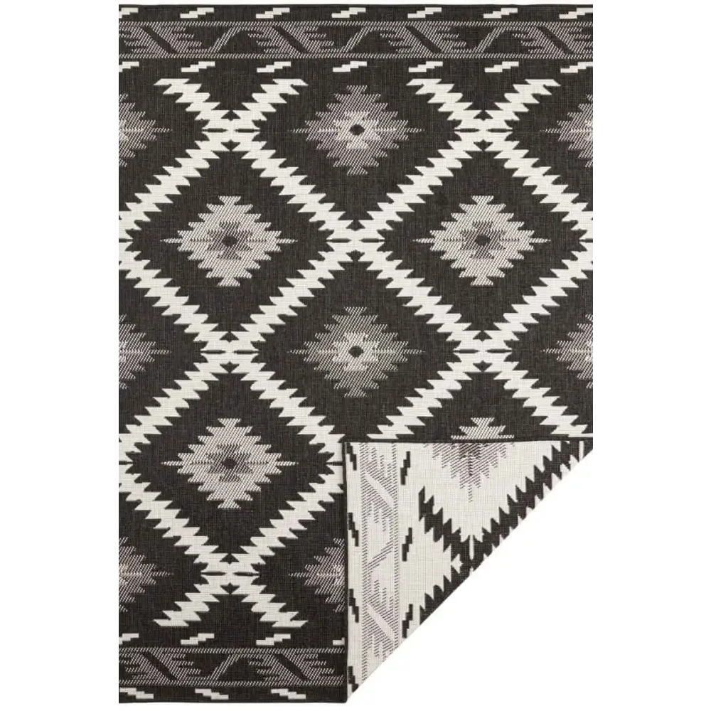 Malibu Reversible Indoor-Outdoor Rug Diamond Design - 80X150 cm / Black - Rugs