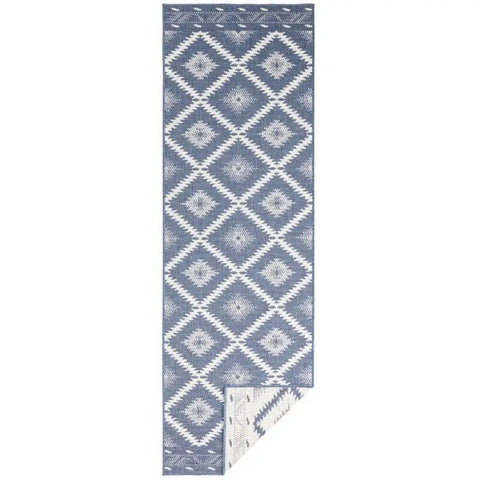 Malibu Reversible Indoor-Outdoor Rug Diamond Design - 80X250 cm / Blue - Rugs