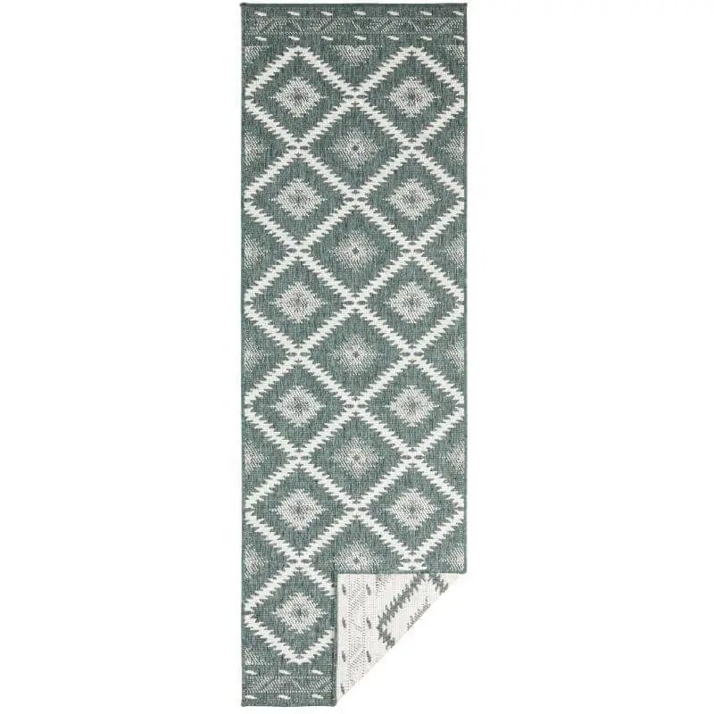 Malibu Reversible Indoor-Outdoor Rug Diamond Design - 80X250 cm / Green - Rugs