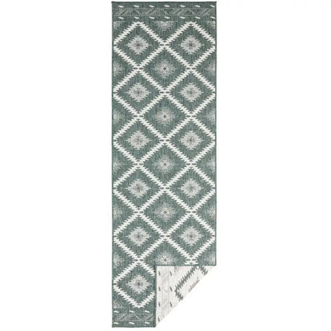 Malibu Reversible Indoor-Outdoor Rug Diamond Design - 80X250 cm / Green - Rugs