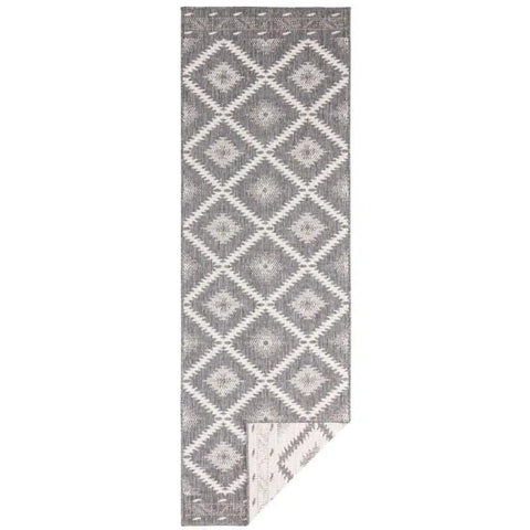 Malibu Reversible Indoor-Outdoor Rug Diamond Design - 80X250 cm / Grey - Rugs