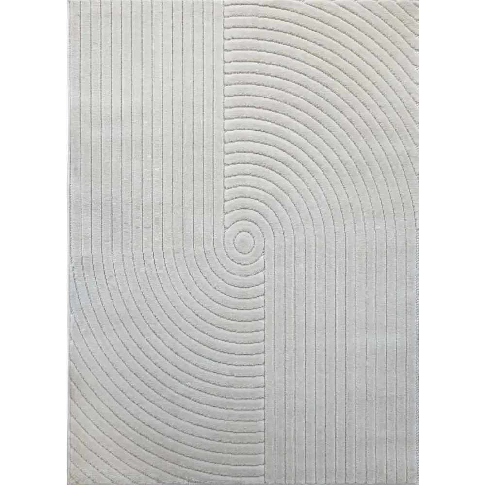 Malmo Knot Rug – Textured Striped Design - 120X170 cm / White - Rugs