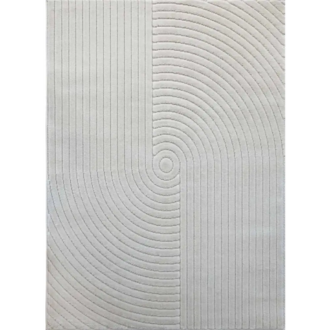 Malmo Knot Rug – Textured Striped Design - 120X170 cm / White - Rugs