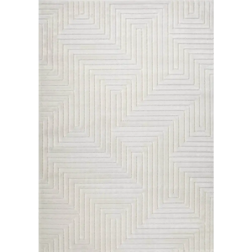 Malmo Maze Rug – Geometric 3D Textured Design - 120X170 cm / White - Rugs