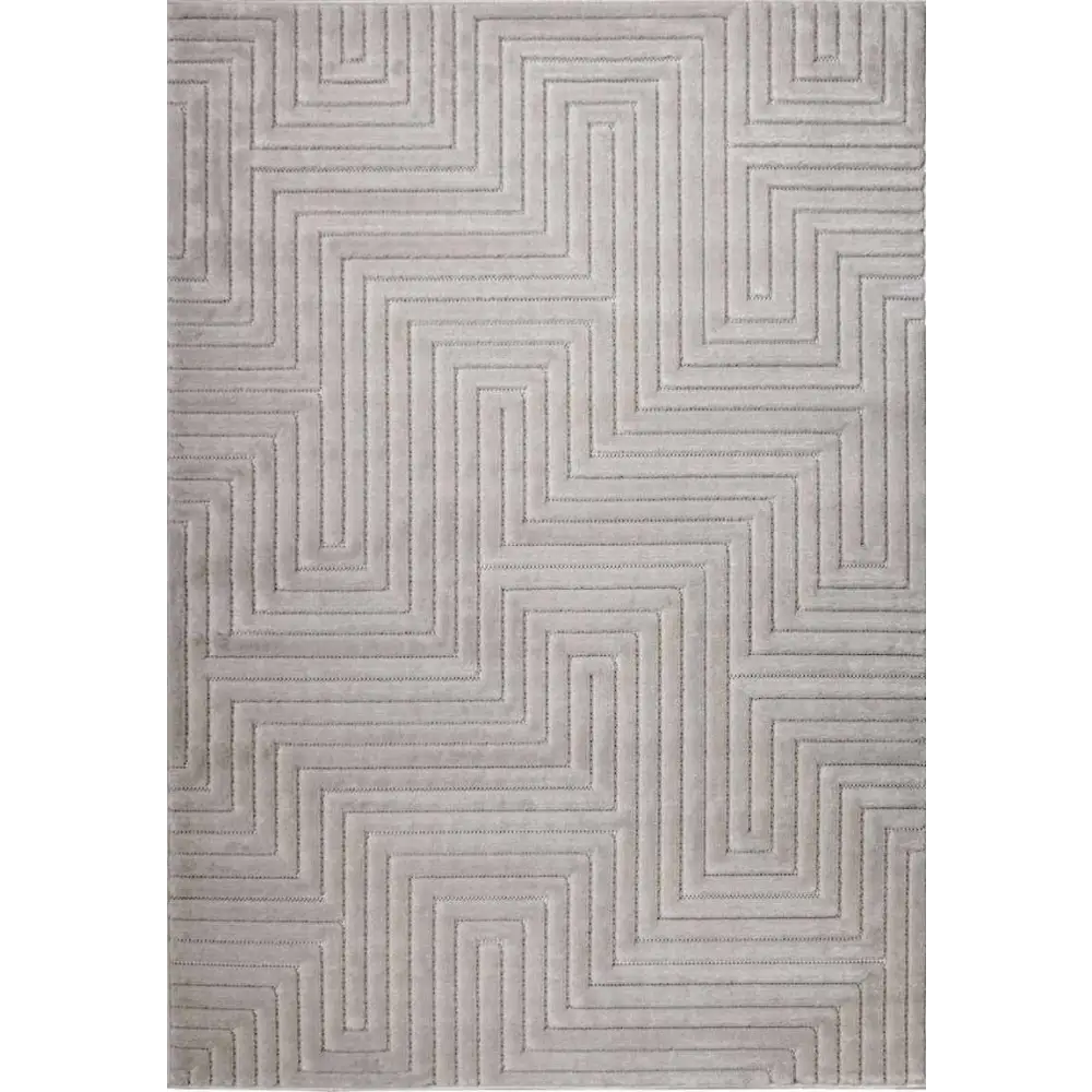 Malmo Maze Rug – Geometric 3D Textured Design - 160X230 cm / Grey - Rugs