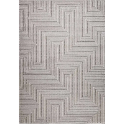 Malmo Maze Rug – Geometric 3D Textured Design - 160X230 cm / Grey - Rugs