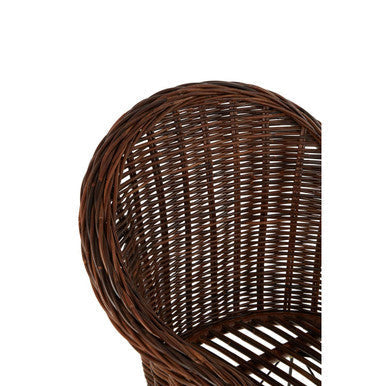 Dark brown wicker back of manado natural croco rattan chair with a textured woven croco rattan pattern