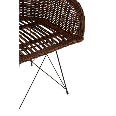 Dark brown manado natural croco rattan chair with black metal legs perfect croco rattan chair design