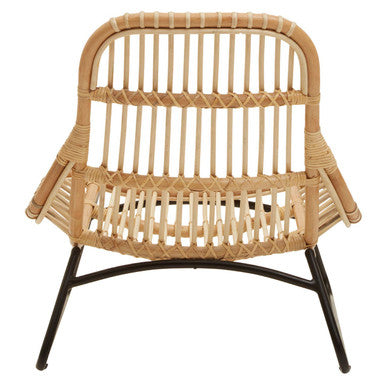 Manado relax natural rattan chair with black metal legs featuring natural rattan woven seat and backrest