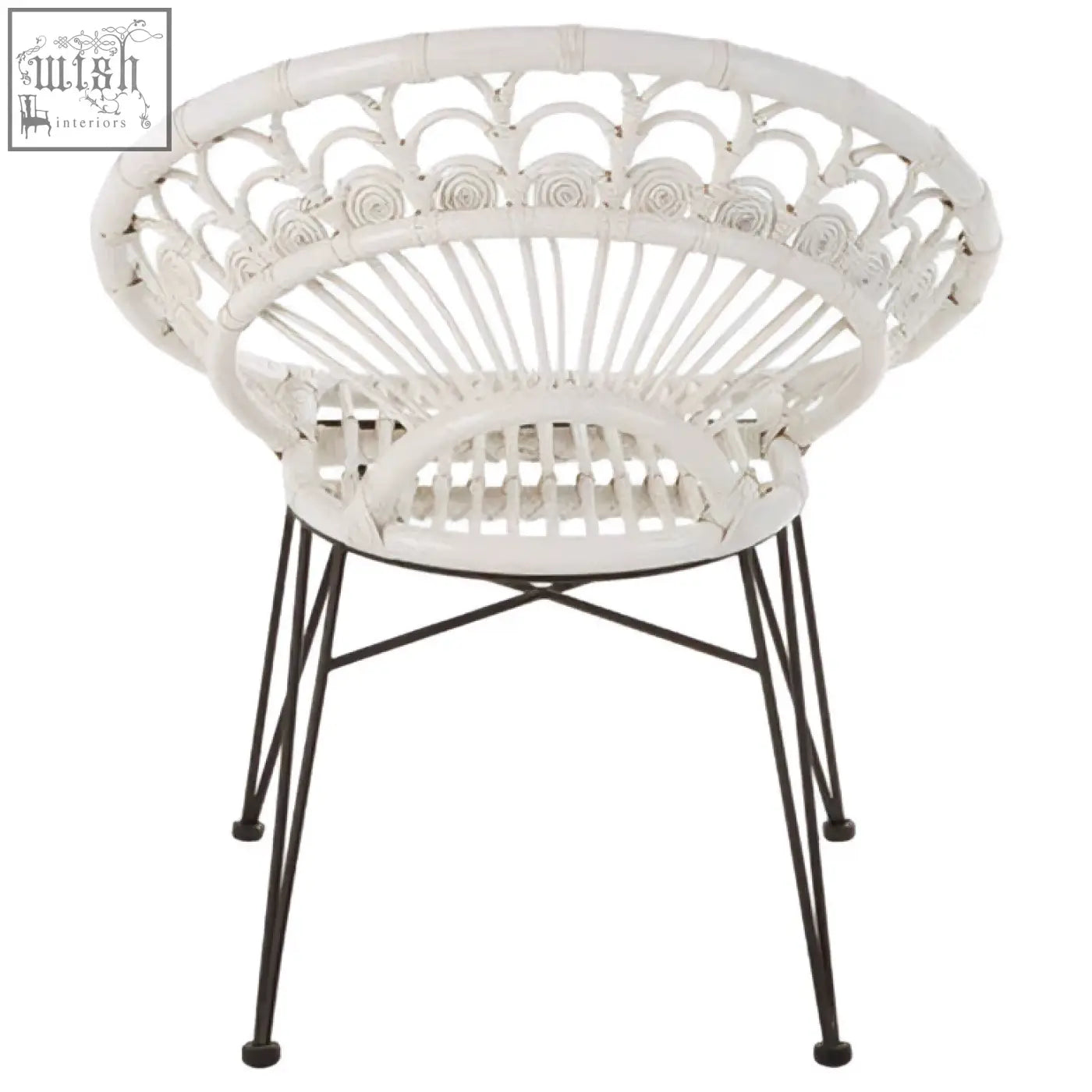 Manado white natural woven rattan chair with black metal legs perfect natural rattan chair for indoor use