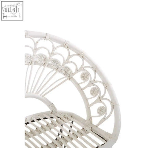 White natural rattan chair manado white natural with intricate scrollwork design and sturdy bench style