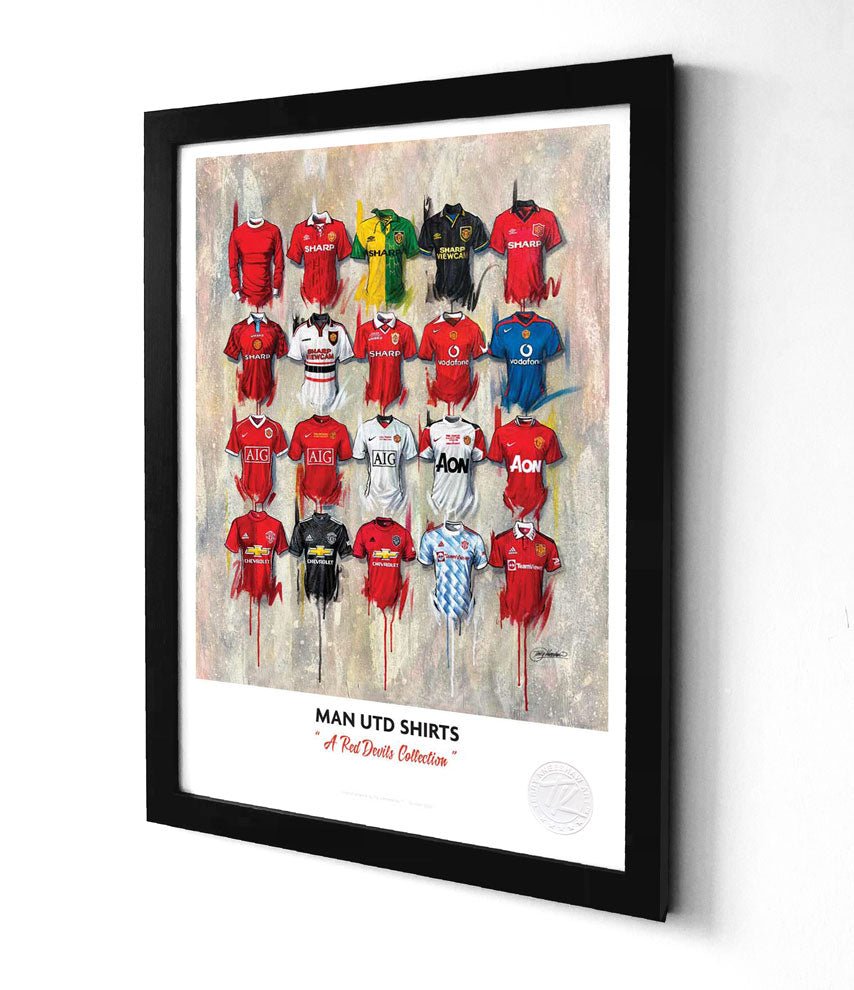 Man United 2022 football shirt A3 framed print