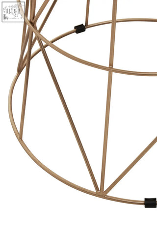 Mandoli white marble round side table with gold-toned wireframe and black plastic connectors for modern living rooms