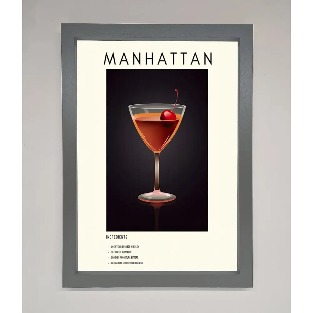 Manhattan A1 Framed Print - A3 (29.7 x 42 cm) / Dark Grey - Framed Print
