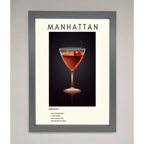 Manhattan A1 Framed Print - A3 (29.7 x 42 cm) / Dark Grey - Framed Print