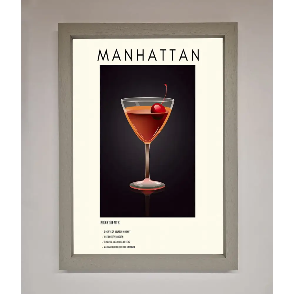 Manhattan A1 Framed Print - A3 (29.7 x 42 cm) / Grey - Framed Print