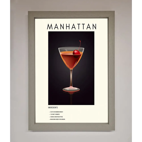 Manhattan A1 Framed Print - A3 (29.7 x 42 cm) / Grey - Framed Print