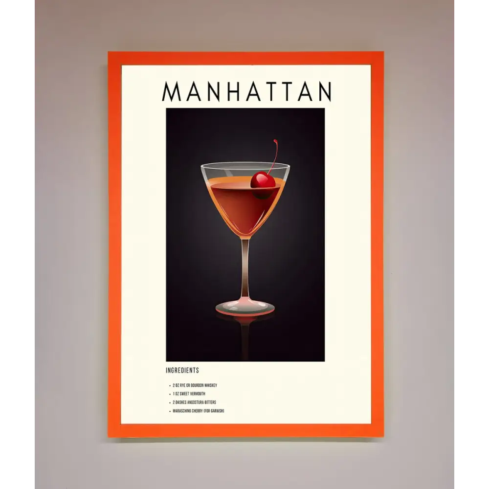 Manhattan A1 Framed Print - A3 (29.7 x 42 cm) / Neon Orange - Framed Print