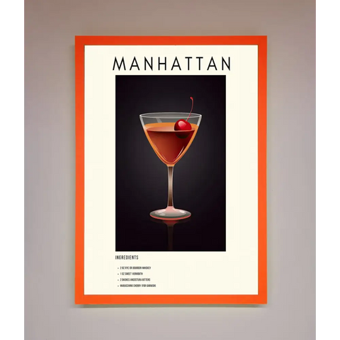 Manhattan A1 Framed Print - A3 (29.7 x 42 cm) / Neon Orange - Framed Print