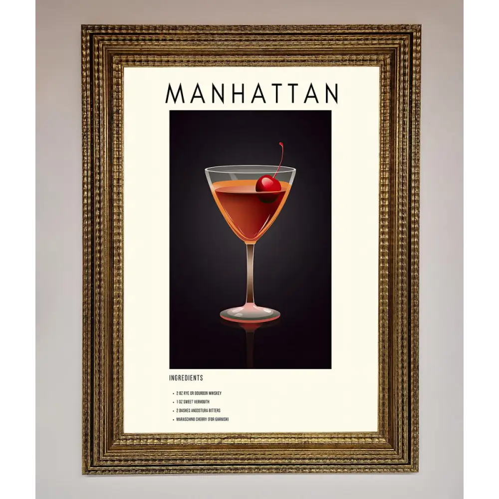 Manhattan A1 Framed Print - A3 (29.7 x 42 cm) / Ornate Gold - Framed Print