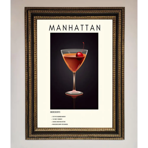 Manhattan A1 Framed Print - A3 (29.7 x 42 cm) / Ornate Gold Black - Framed Print